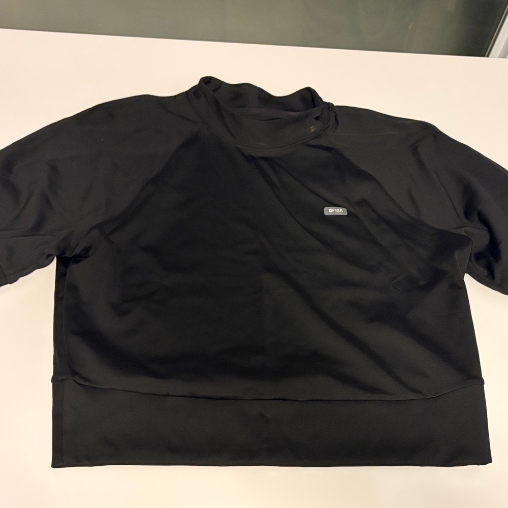 Figs Black Mock Neck Scrub Top